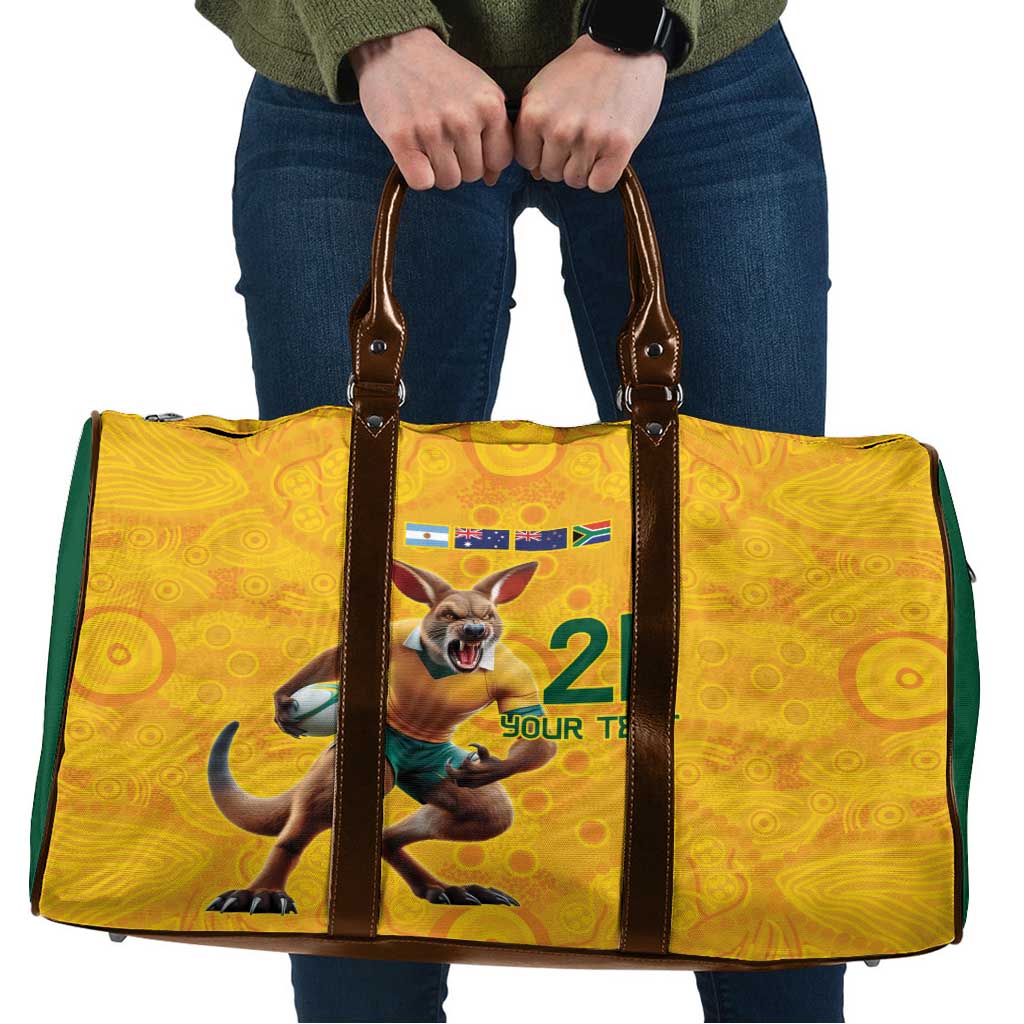 Australia Rugby Custom Travel Bag Glory Be To Wallabies Aboriginal Motif - Aussie Hoodie