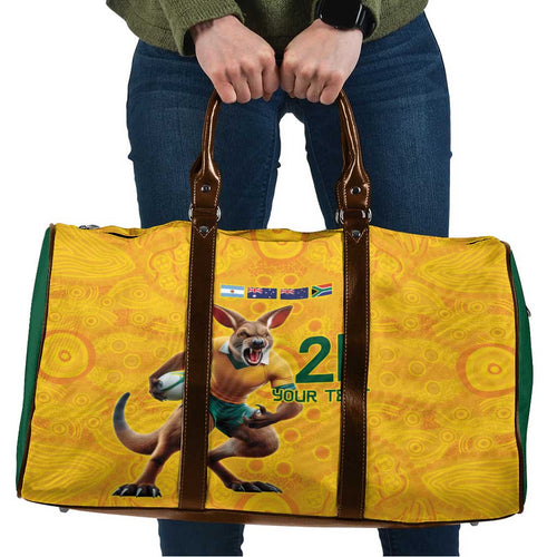 Australia Rugby Custom Travel Bag Glory Be To Wallabies Aboriginal Motif - Aussie Hoodie