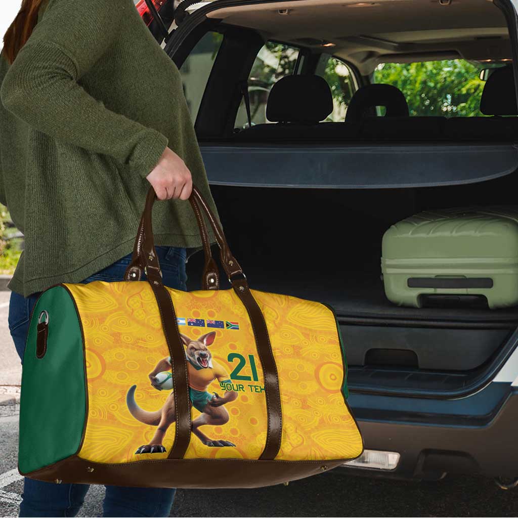 Australia Rugby Custom Travel Bag Glory Be To Wallabies Aboriginal Motif - Aussie Hoodie