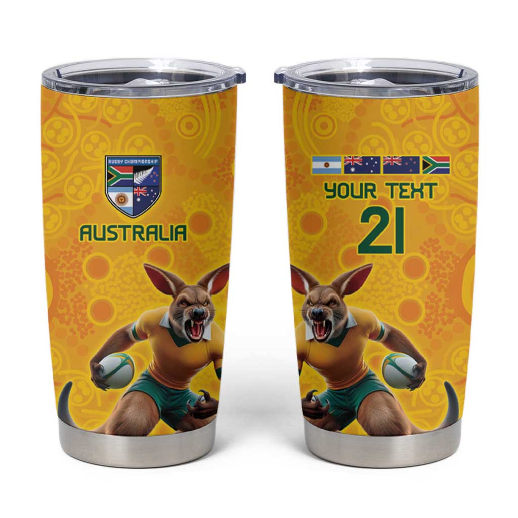 Australia Rugby Custom Tumbler Cup Glory Be To Wallabies Aboriginal Motif - Aussie Hoodie
