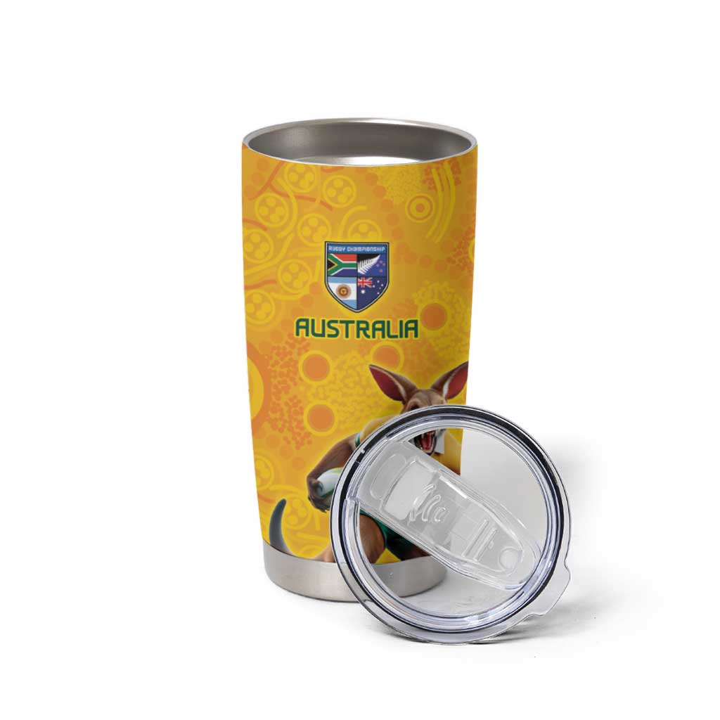 Australia Rugby Custom Tumbler Cup Glory Be To Wallabies Aboriginal Motif - Aussie Hoodie