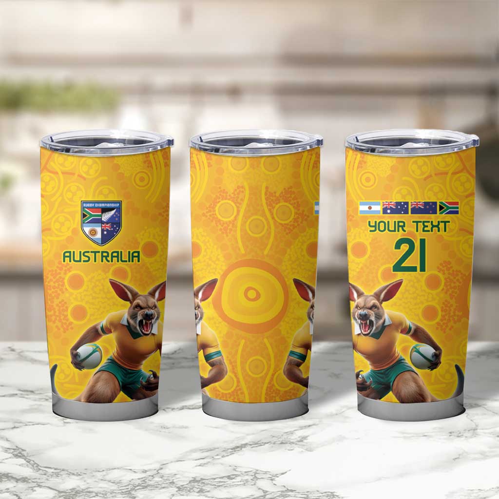 Australia Rugby Custom Tumbler Cup Glory Be To Wallabies Aboriginal Motif - Aussie Hoodie