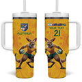 Australia Rugby Custom Tumbler With Handle Glory Be To Wallabies Aboriginal Motif - Aussie Hoodie