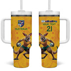 Australia Rugby Custom Tumbler With Handle Glory Be To Wallabies Aboriginal Motif - Aussie Hoodie