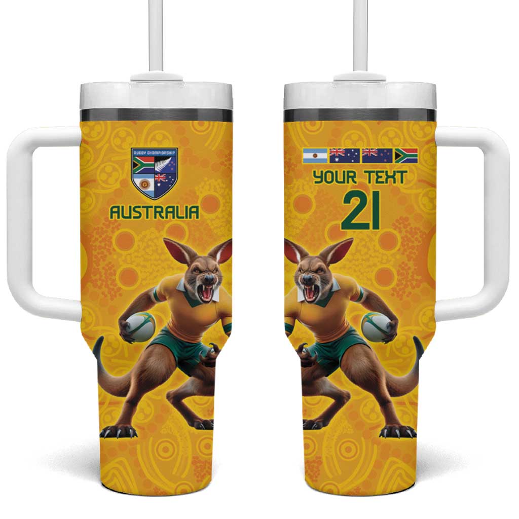 Australia Rugby Custom Tumbler With Handle Glory Be To Wallabies Aboriginal Motif - Aussie Hoodie