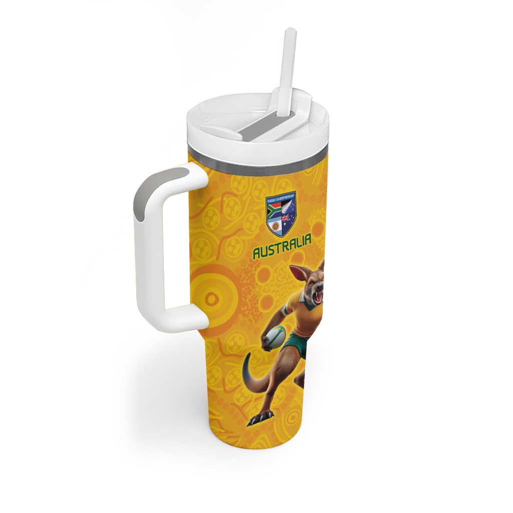 Australia Rugby Custom Tumbler With Handle Glory Be To Wallabies Aboriginal Motif - Aussie Hoodie