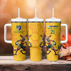 Australia Rugby Custom Tumbler With Handle Glory Be To Wallabies Aboriginal Motif - Aussie Hoodie