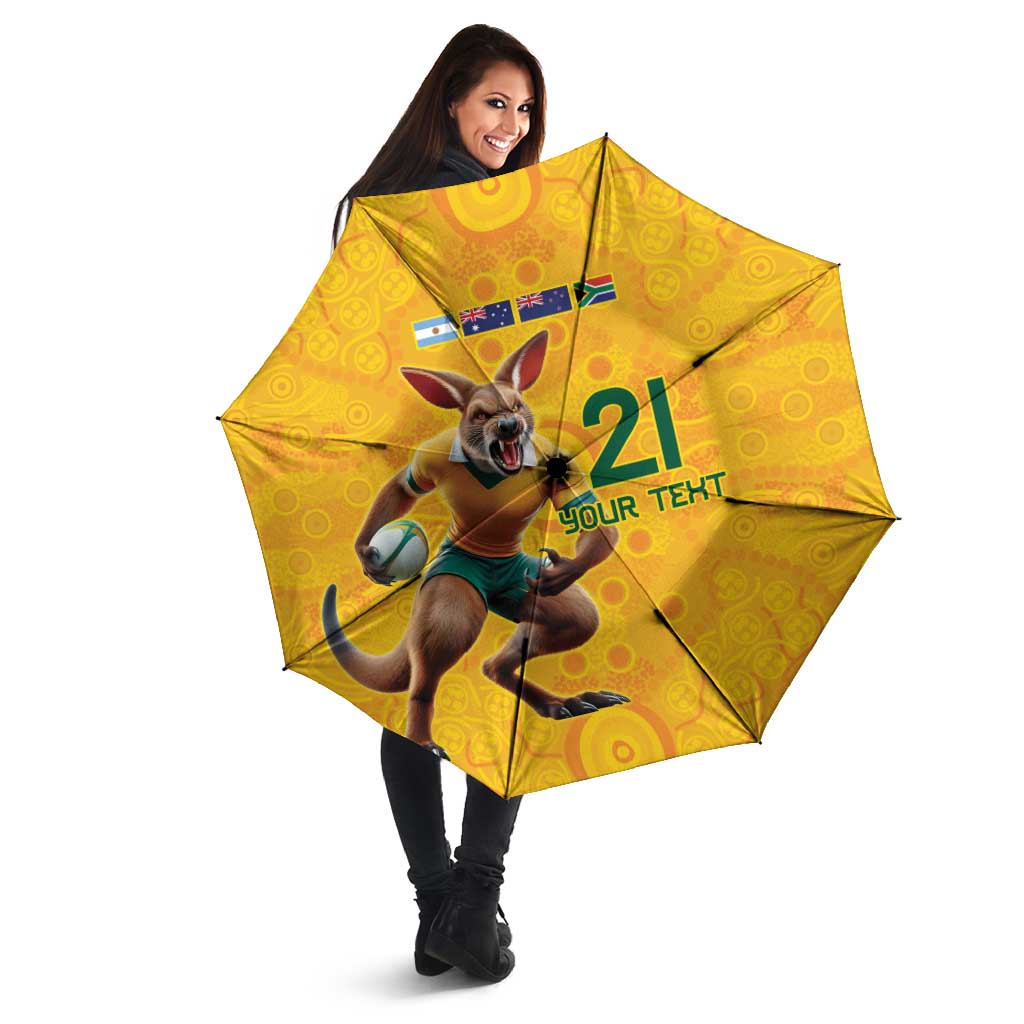 Australia Rugby Custom Umbrella Glory Be To Wallabies Aboriginal Motif - Aussie Hoodie