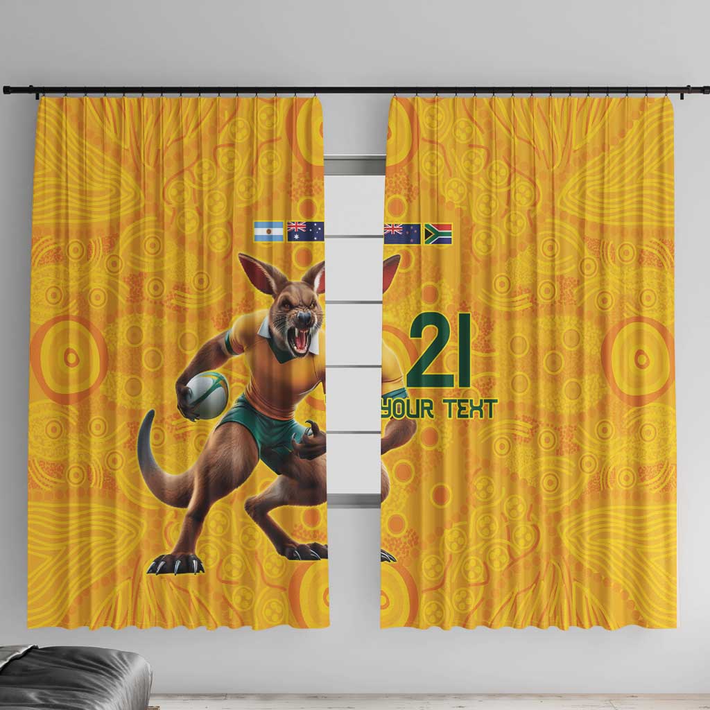 Australia Rugby Custom Window Curtain Glory Be To Wallabies Aboriginal Motif - Aussie Hoodie