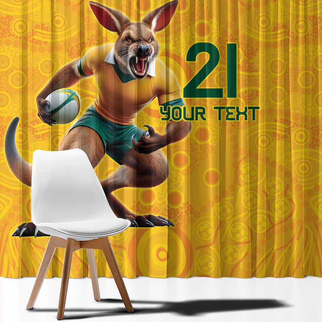 Australia Rugby Custom Window Curtain Glory Be To Wallabies Aboriginal Motif - Aussie Hoodie
