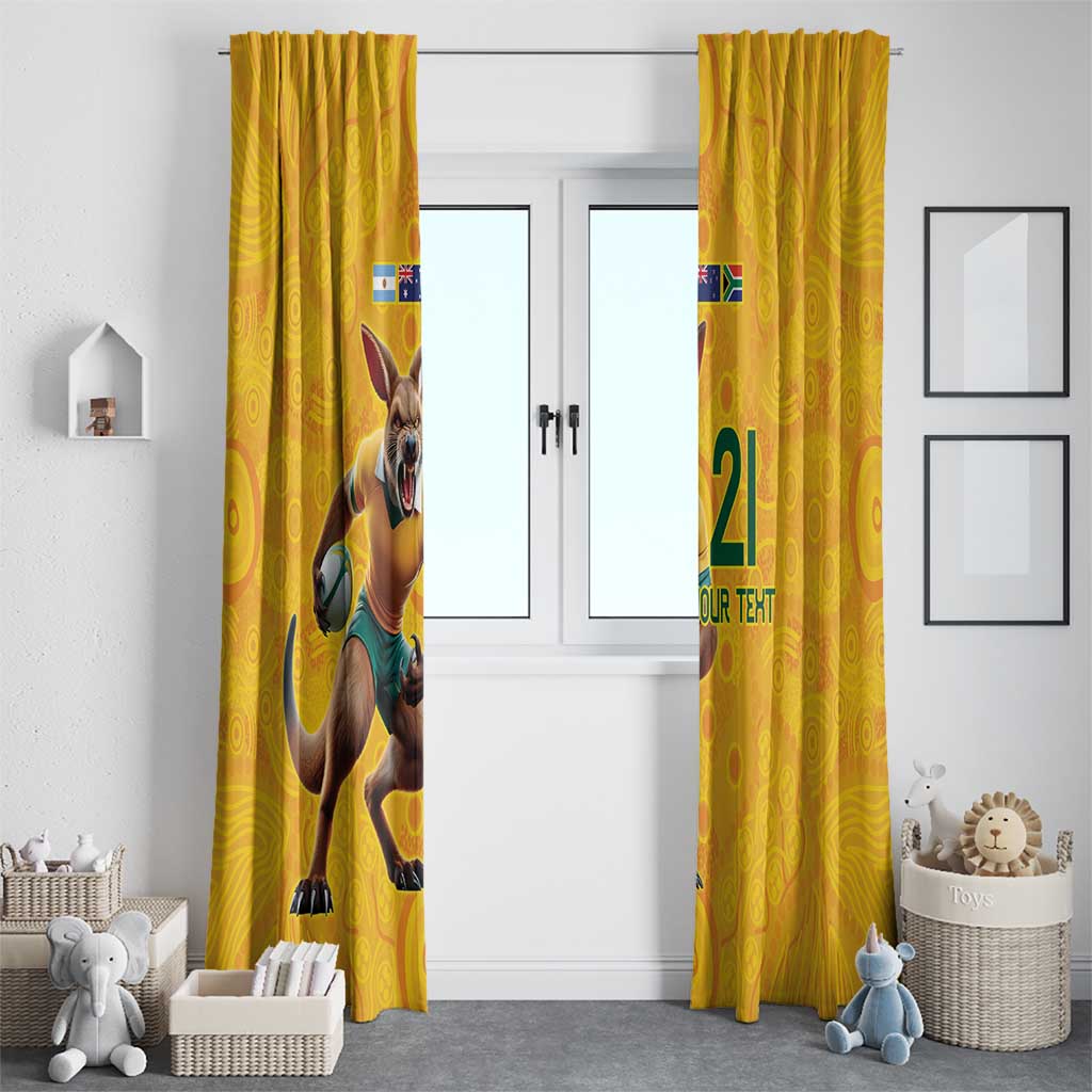 Australia Rugby Custom Window Curtain Glory Be To Wallabies Aboriginal Motif - Aussie Hoodie