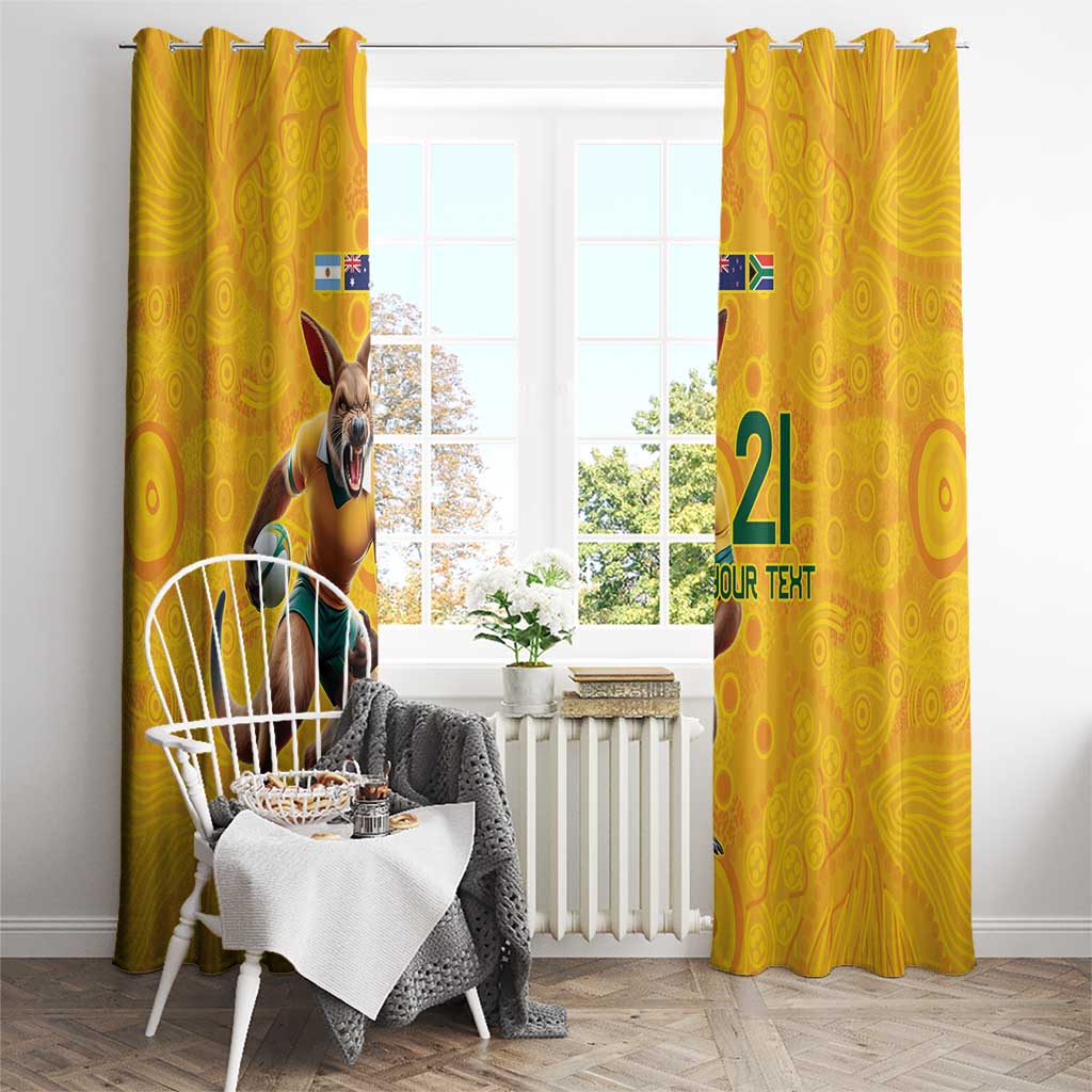 Australia Rugby Custom Window Curtain Glory Be To Wallabies Aboriginal Motif - Aussie Hoodie
