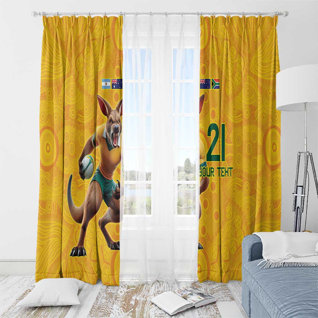 Australia Rugby Custom Window Curtain Glory Be To Wallabies Aboriginal Motif - Aussie Hoodie
