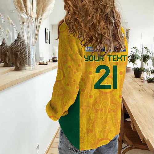 Australia Rugby Custom Women Casual Shirt Glory Be To Wallabies Aboriginal Motif - Aussie Hoodie