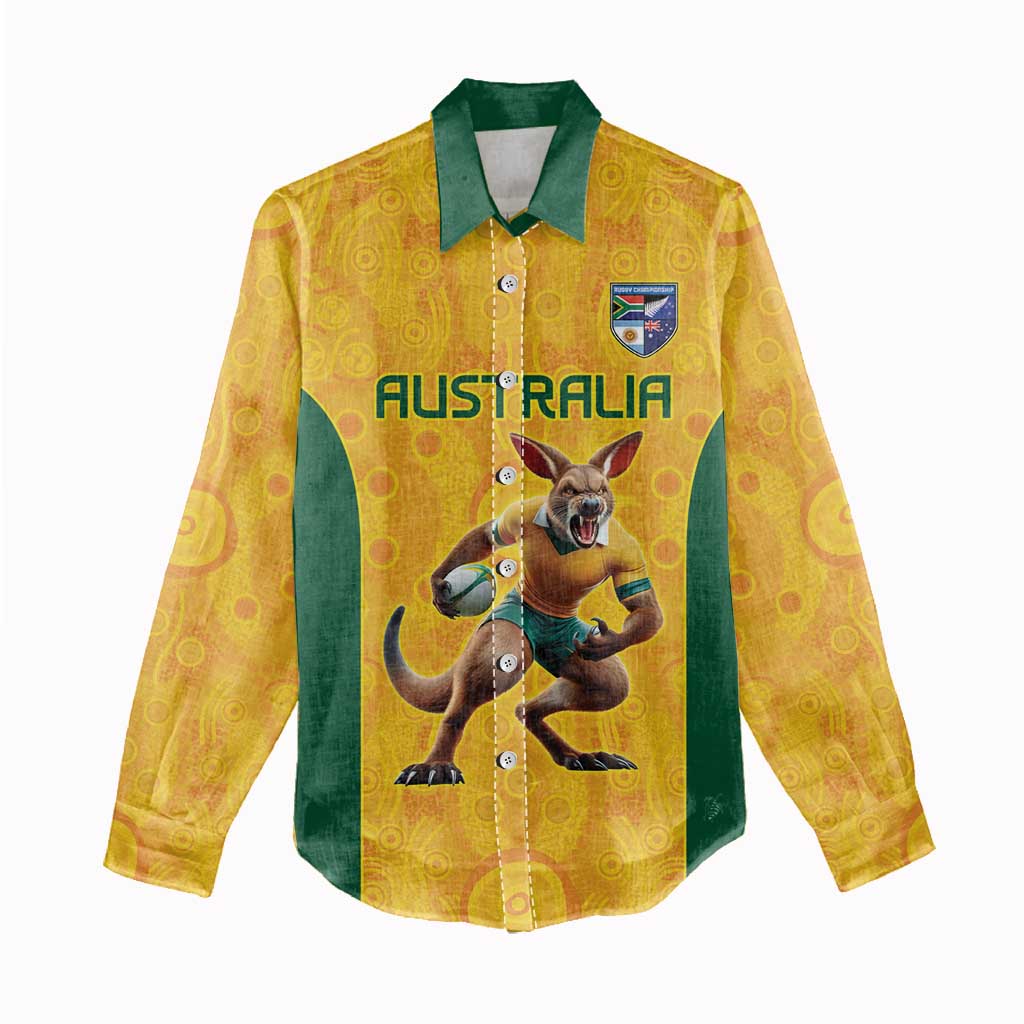 Australia Rugby Custom Women Casual Shirt Glory Be To Wallabies Aboriginal Motif - Aussie Hoodie