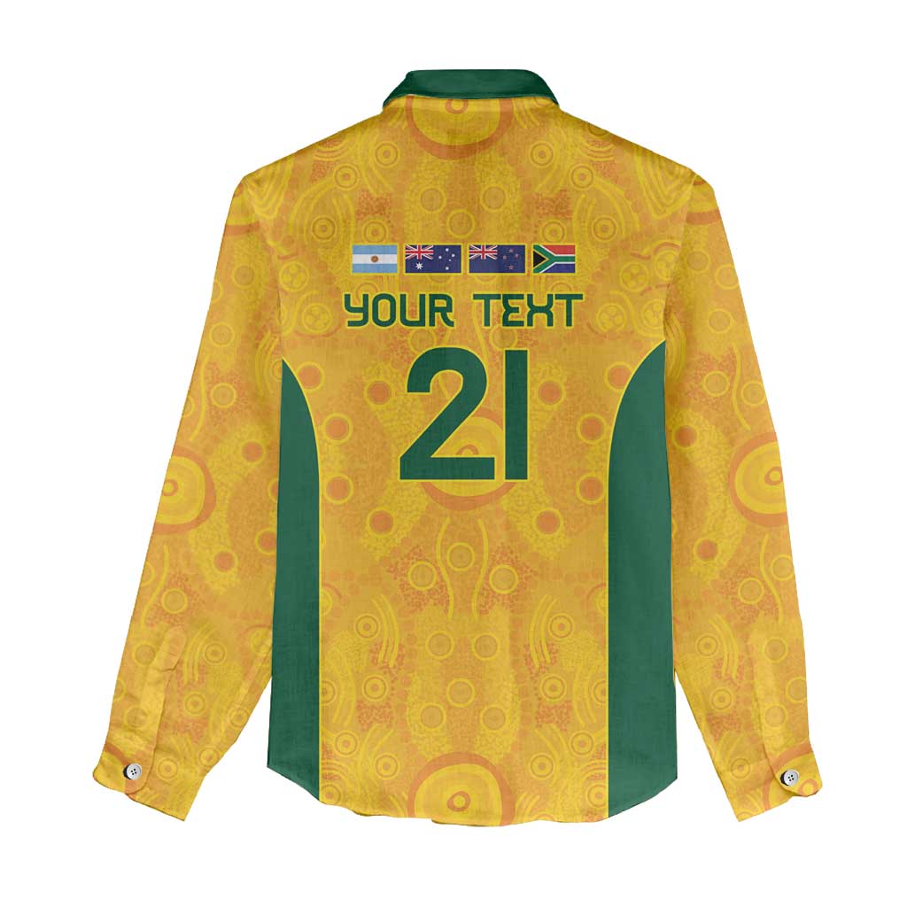 Australia Rugby Custom Women Casual Shirt Glory Be To Wallabies Aboriginal Motif - Aussie Hoodie