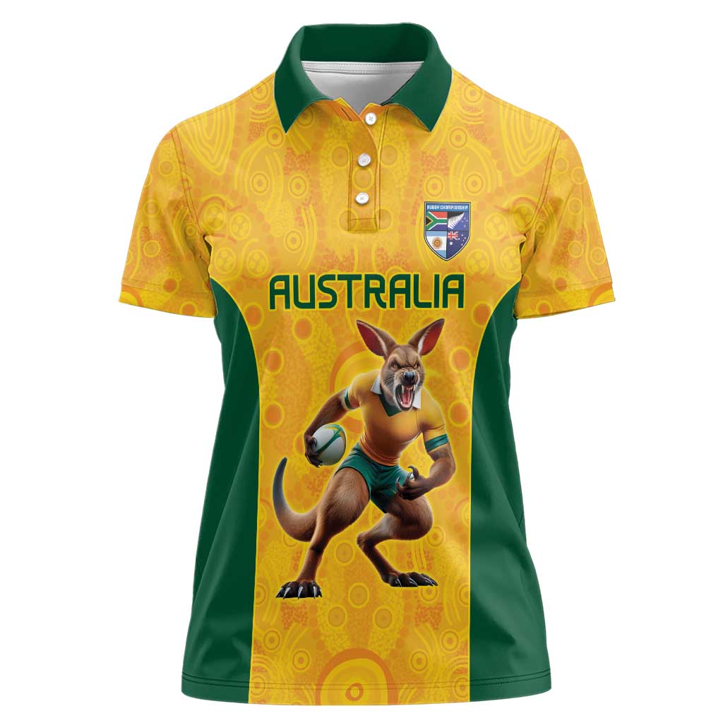 Australia Rugby Custom Women Polo Shirt Glory Be To Wallabies Aboriginal Motif - Aussie Hoodie