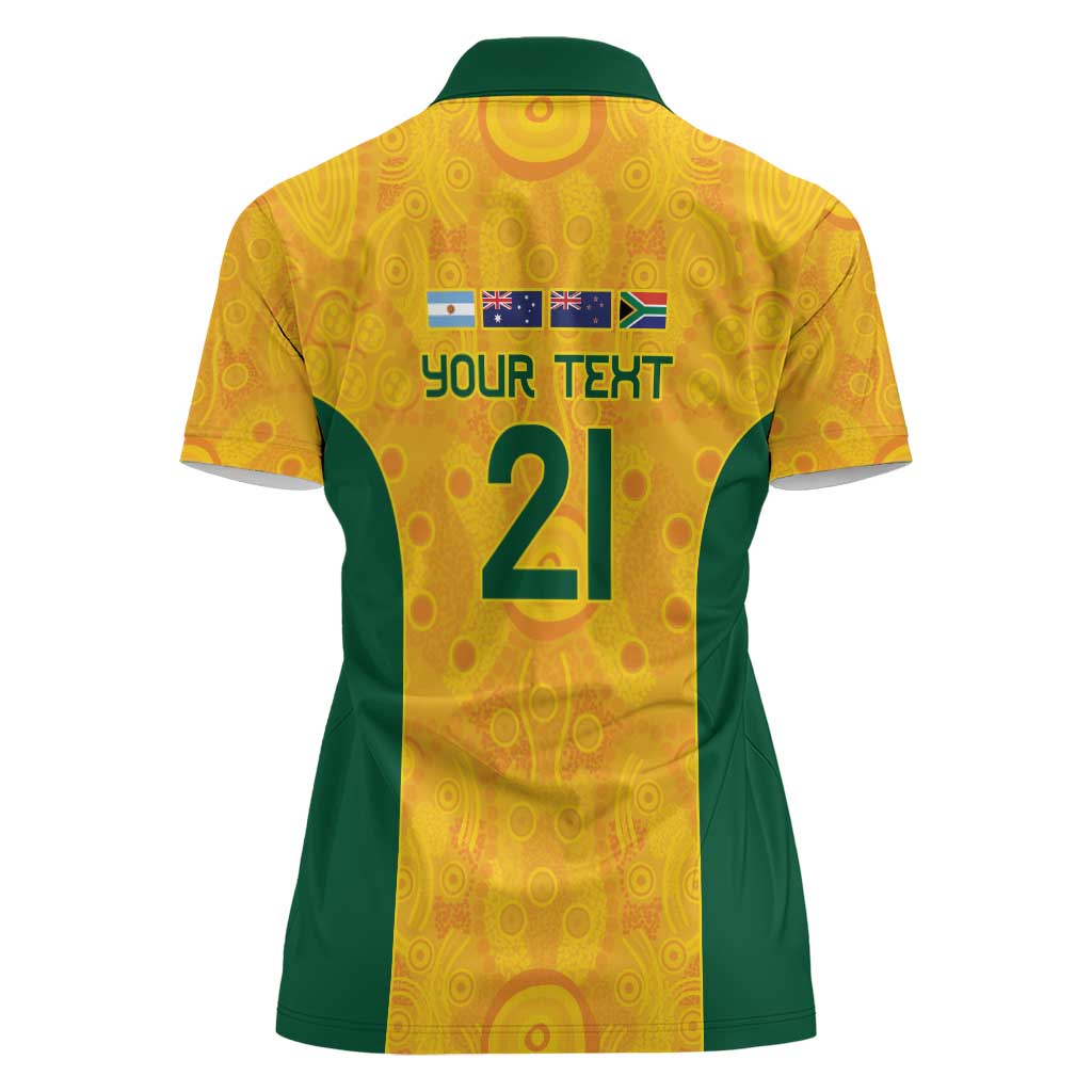 Australia Rugby Custom Women Polo Shirt Glory Be To Wallabies Aboriginal Motif - Aussie Hoodie
