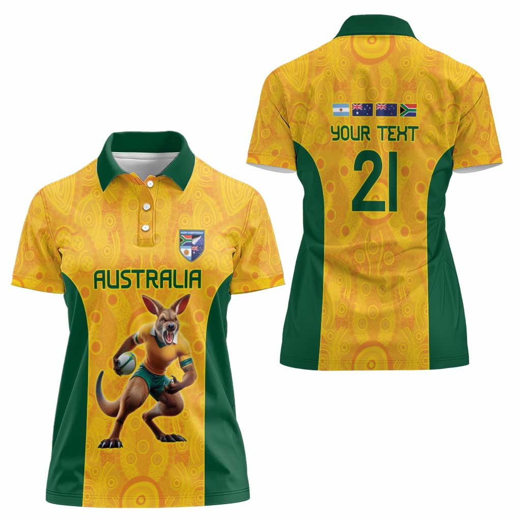 Australia Rugby Custom Women Polo Shirt Glory Be To Wallabies Aboriginal Motif - Aussie Hoodie