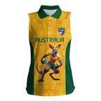 Australia Rugby Custom Women Sleeveless Polo Shirt Glory Be To Wallabies Aboriginal Motif - Aussie Hoodie