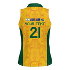 Australia Rugby Custom Women Sleeveless Polo Shirt Glory Be To Wallabies Aboriginal Motif - Aussie Hoodie