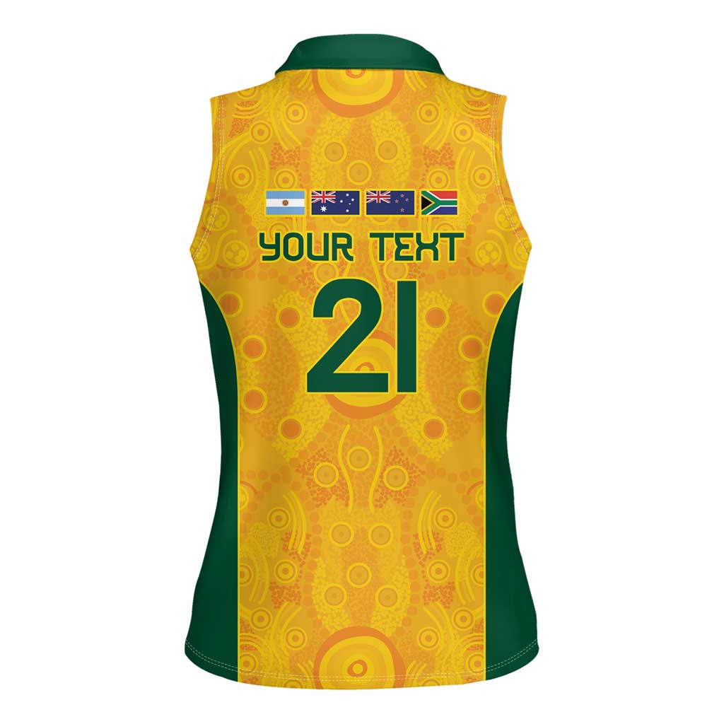 Australia Rugby Custom Women Sleeveless Polo Shirt Glory Be To Wallabies Aboriginal Motif - Aussie Hoodie