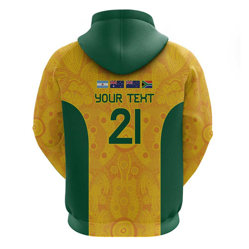 Australia Rugby Custom Zip Hoodie Glory Be To Wallabies Aboriginal Motif - Aussie Hoodie