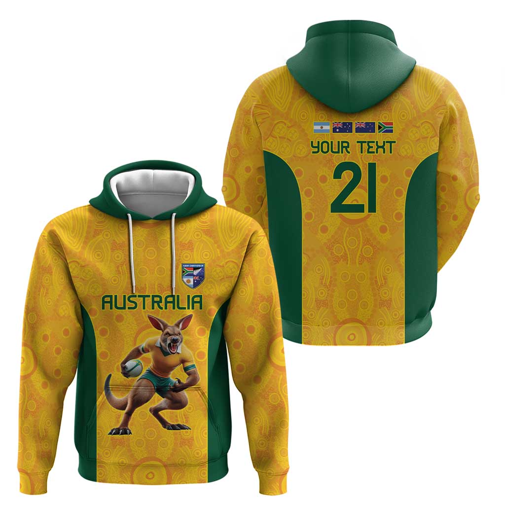 Australia Rugby Custom Zip Hoodie Glory Be To Wallabies Aboriginal Motif - Aussie Hoodie