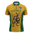 Australia Rugby Custom Zipper Polo Shirt Glory Be To Wallabies Aboriginal Motif - Aussie Hoodie