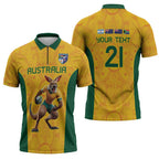 Australia Rugby Custom Zipper Polo Shirt Glory Be To Wallabies Aboriginal Motif - Aussie Hoodie