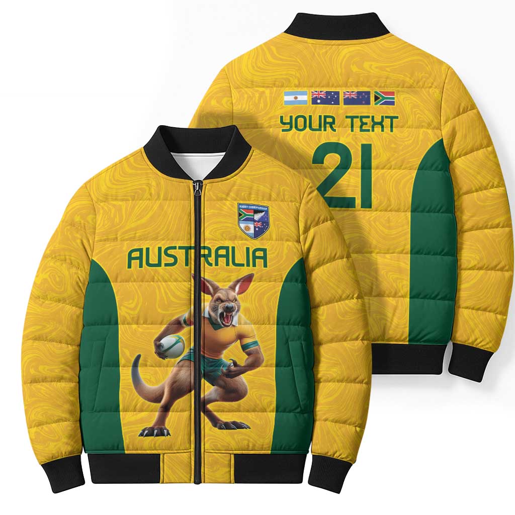 Australia Rugby Custom Bomber Puffer Jacket Glory Be To Wallabies Simple Pattern - Aussie Hoodie