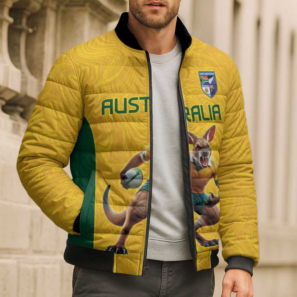 Australia Rugby Custom Bomber Puffer Jacket Glory Be To Wallabies Simple Pattern - Aussie Hoodie