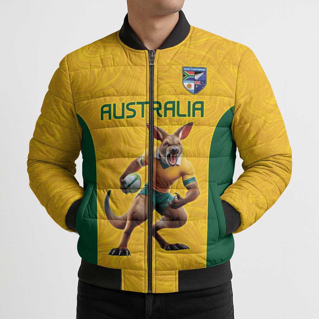 Australia Rugby Custom Bomber Puffer Jacket Glory Be To Wallabies Simple Pattern - Aussie Hoodie