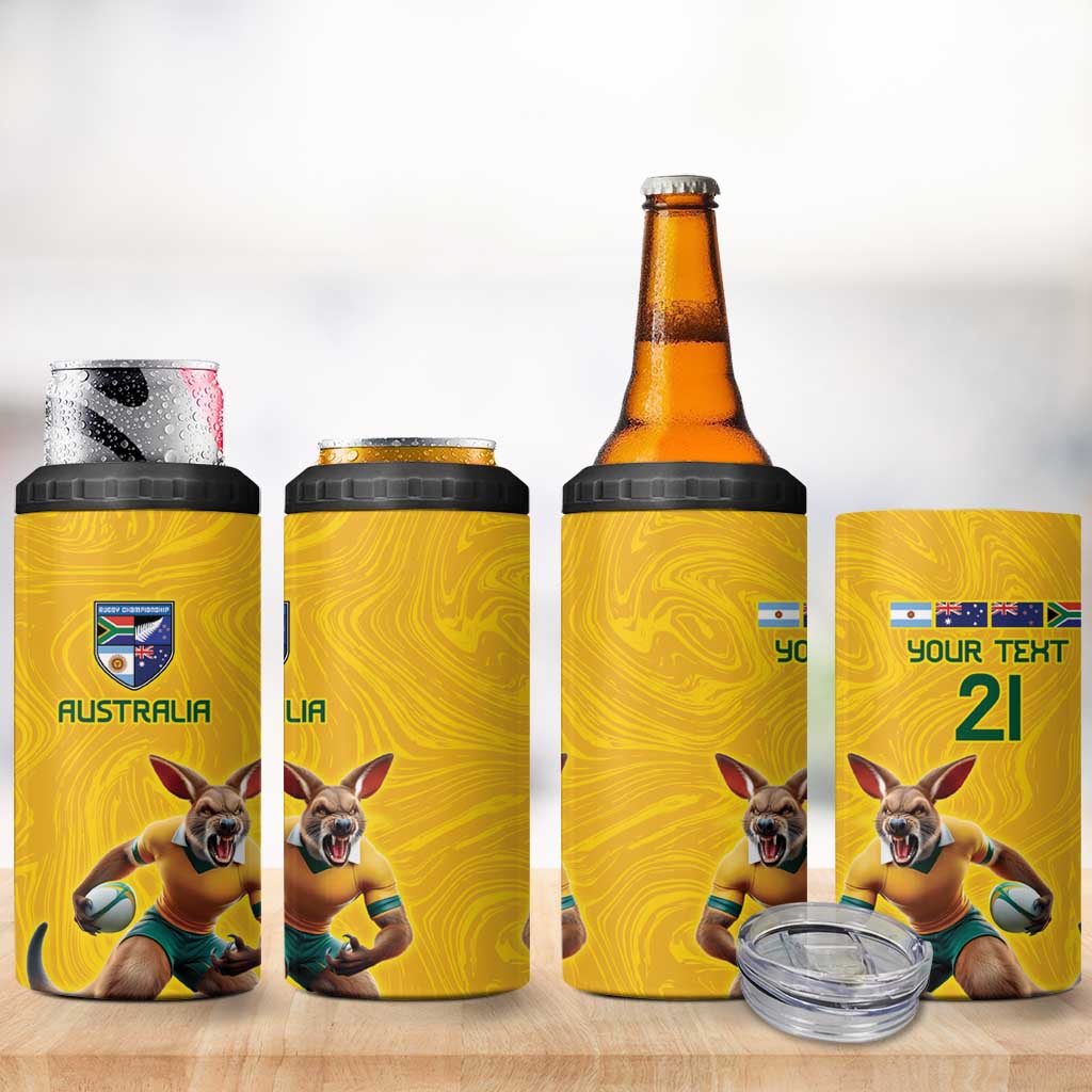 Australia Rugby Custom 4 in 1 Can Cooler Tumbler Glory Be To Wallabies Simple Pattern - Aussie Hoodie