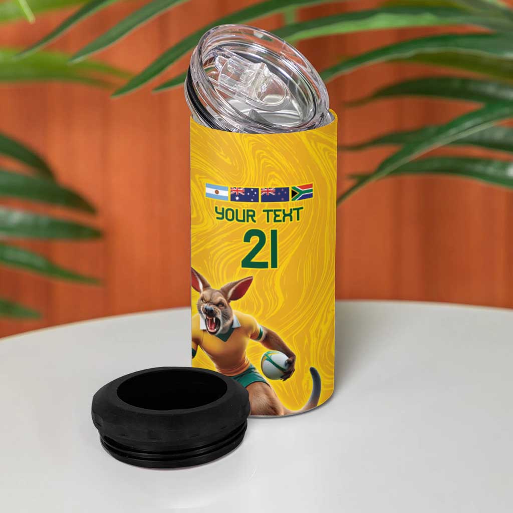 Australia Rugby Custom 4 in 1 Can Cooler Tumbler Glory Be To Wallabies Simple Pattern - Aussie Hoodie