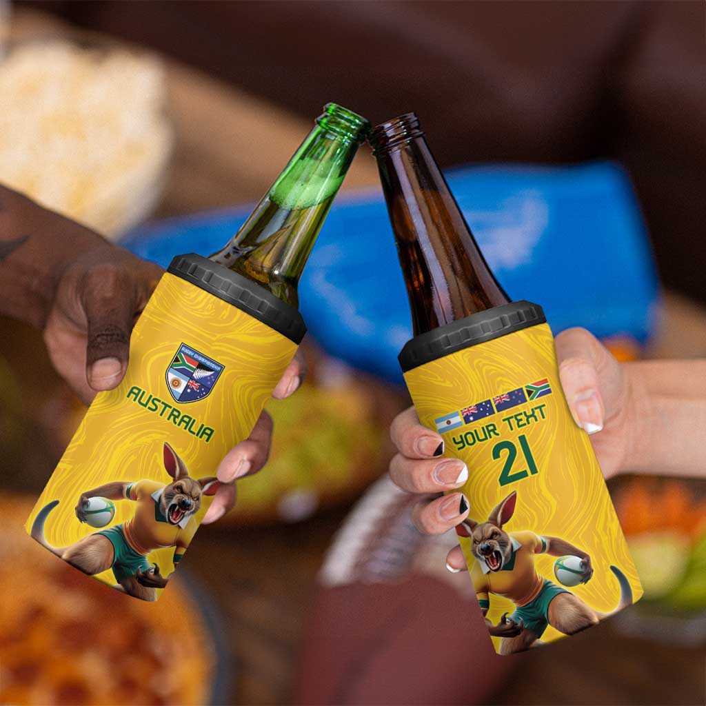 Australia Rugby Custom 4 in 1 Can Cooler Tumbler Glory Be To Wallabies Simple Pattern - Aussie Hoodie