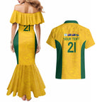 Australia Rugby Custom Couples Matching Mermaid Dress and Hawaiian Shirt Glory Be To Wallabies Simple Pattern - Aussie Hoodie