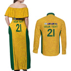 Australia Rugby Custom Couples Matching Off Shoulder Maxi Dress and Long Sleeve Button Shirt Glory Be To Wallabies Simple Pattern - Aussie Hoodie