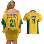 Australia Rugby Custom Couples Matching Off Shoulder Short Dress and Hawaiian Shirt Glory Be To Wallabies Simple Pattern - Aussie Hoodie