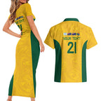 Australia Rugby Custom Couples Matching Short Sleeve Bodycon Dress and Hawaiian Shirt Glory Be To Wallabies Simple Pattern - Aussie Hoodie