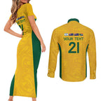 Australia Rugby Custom Couples Matching Short Sleeve Bodycon Dress and Long Sleeve Button Shirt Glory Be To Wallabies Simple Pattern - Aussie Hoodie