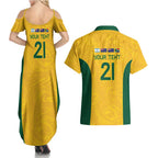 Australia Rugby Custom Couples Matching Summer Maxi Dress and Hawaiian Shirt Glory Be To Wallabies Simple Pattern - Aussie Hoodie