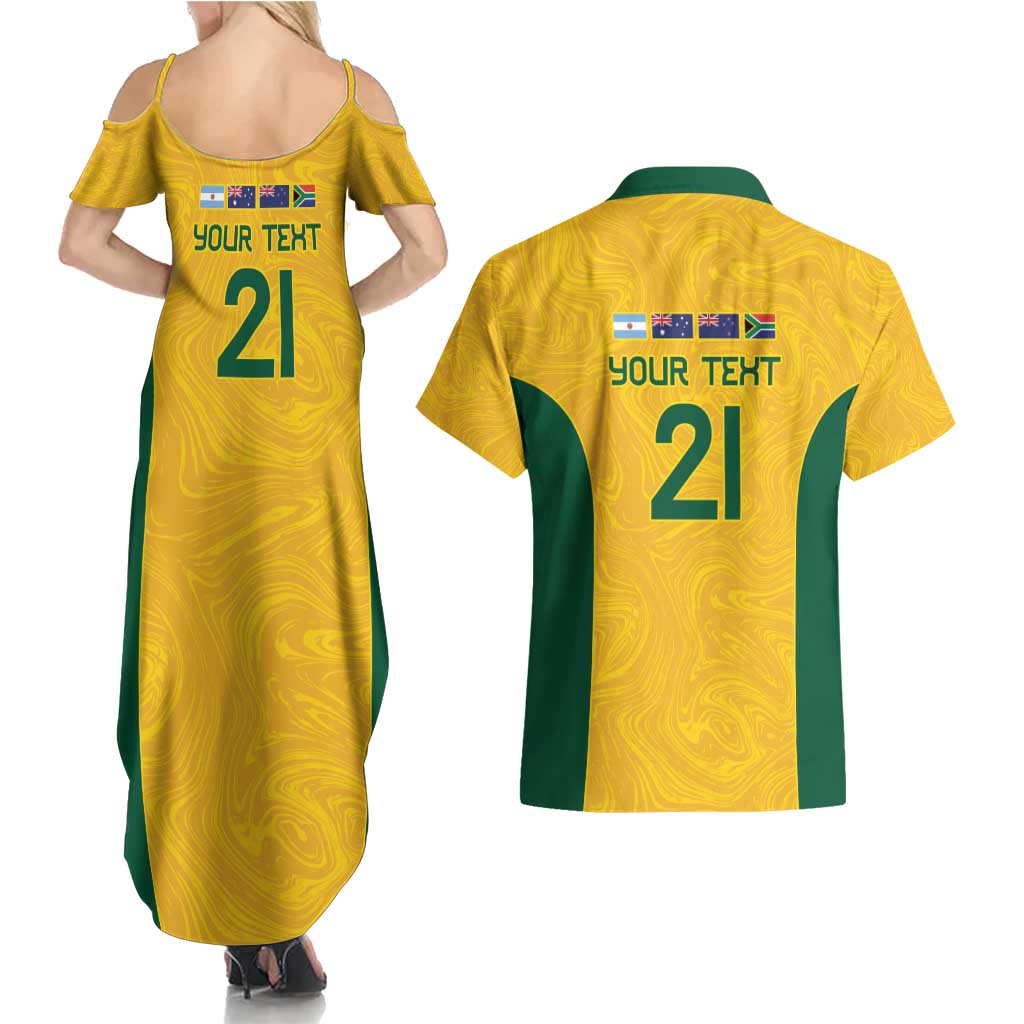 Australia Rugby Custom Couples Matching Summer Maxi Dress and Hawaiian Shirt Glory Be To Wallabies Simple Pattern - Aussie Hoodie