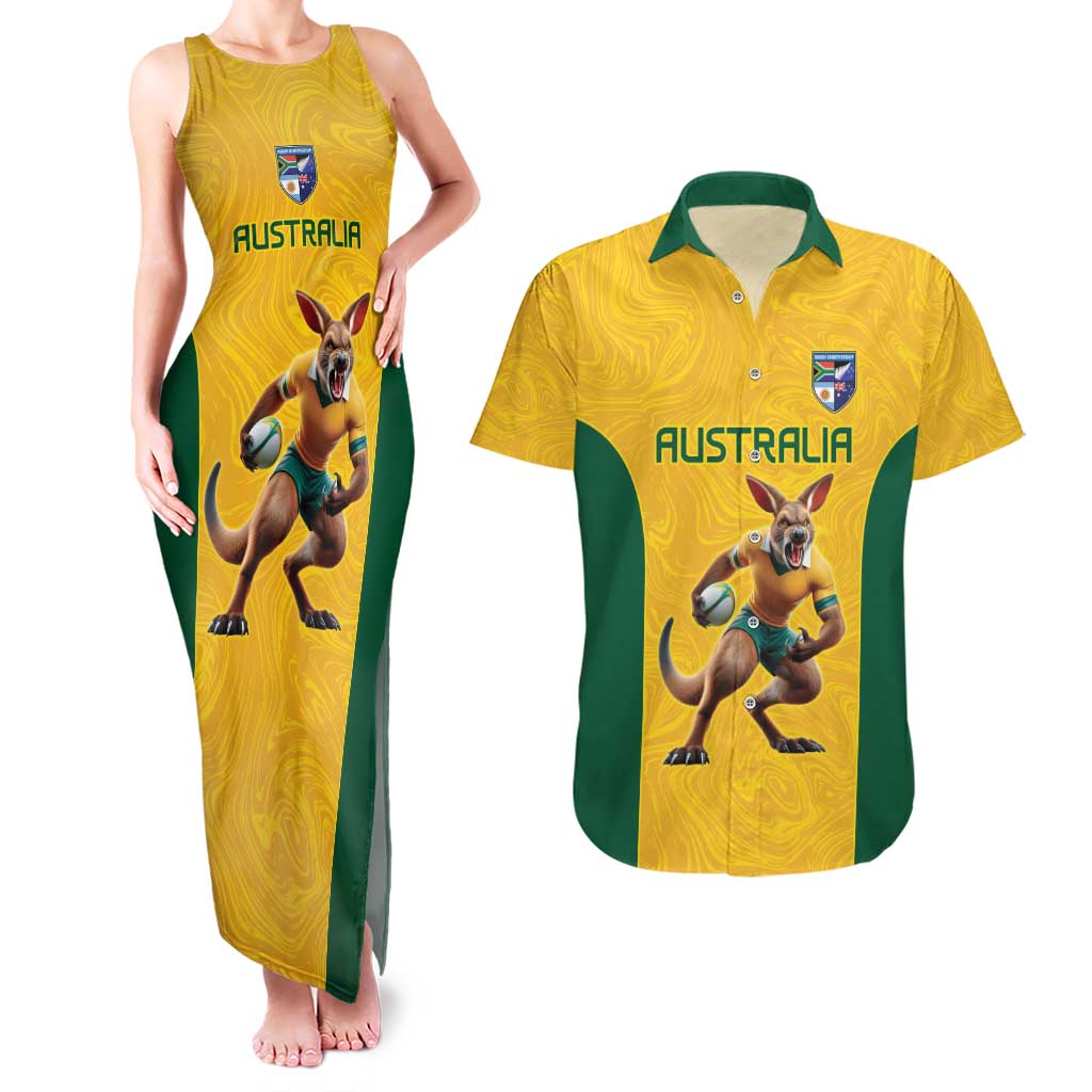 Australia Rugby Custom Couples Matching Tank Maxi Dress and Hawaiian Shirt Glory Be To Wallabies Simple Pattern - Aussie Hoodie