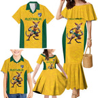 Australia Rugby Custom Family Matching Mermaid Dress and Hawaiian Shirt Glory Be To Wallabies Simple Pattern - Aussie Hoodie