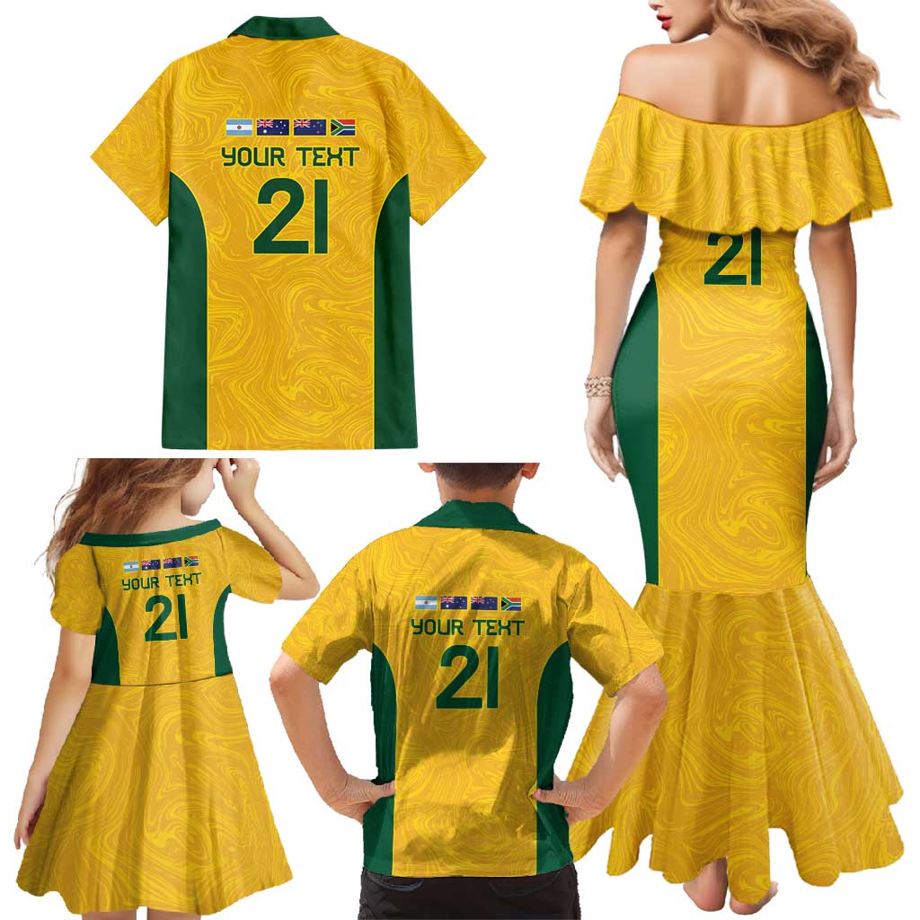 Australia Rugby Custom Family Matching Mermaid Dress and Hawaiian Shirt Glory Be To Wallabies Simple Pattern - Aussie Hoodie