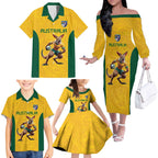 Australia Rugby Custom Family Matching Off The Shoulder Long Sleeve Dress and Hawaiian Shirt Glory Be To Wallabies Simple Pattern - Aussie Hoodie