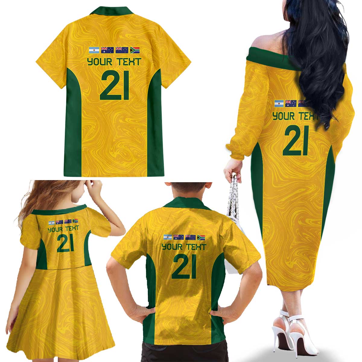 Australia Rugby Custom Family Matching Off The Shoulder Long Sleeve Dress and Hawaiian Shirt Glory Be To Wallabies Simple Pattern - Aussie Hoodie