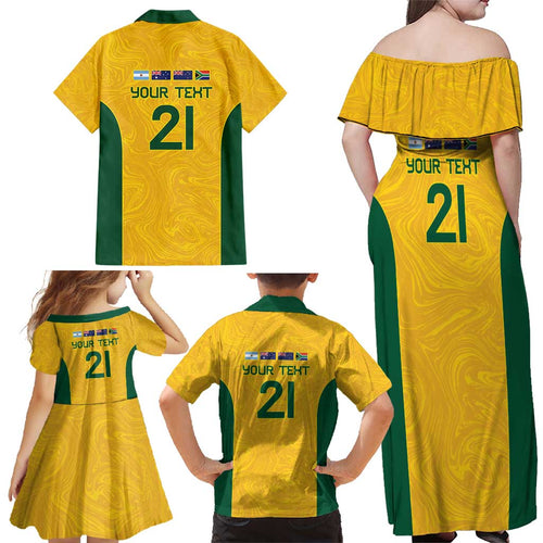 Australia Rugby Custom Family Matching Off Shoulder Maxi Dress and Hawaiian Shirt Glory Be To Wallabies Simple Pattern - Aussie Hoodie