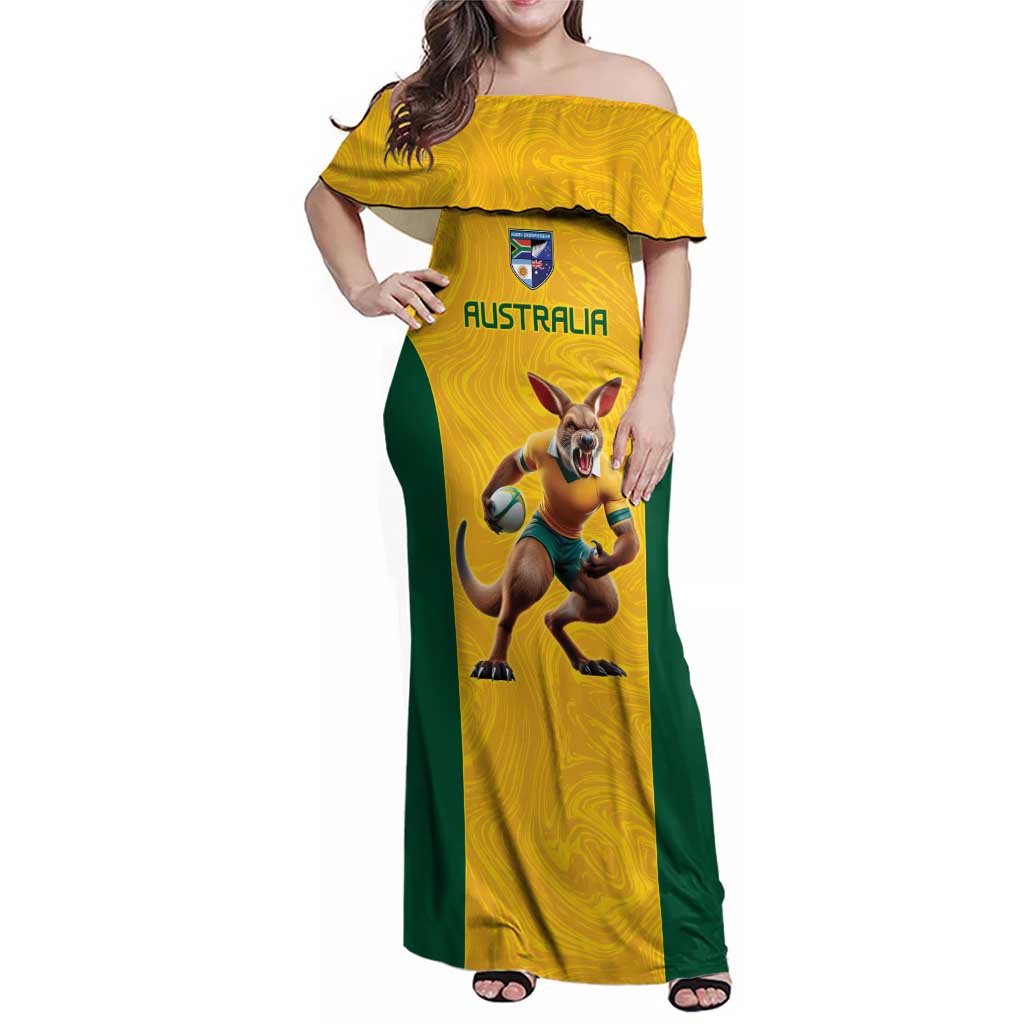 Australia Rugby Custom Family Matching Off Shoulder Maxi Dress and Hawaiian Shirt Glory Be To Wallabies Simple Pattern - Aussie Hoodie